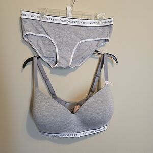 Victoria's Secret Gray Bra and Panty Set NEW 40DD XL